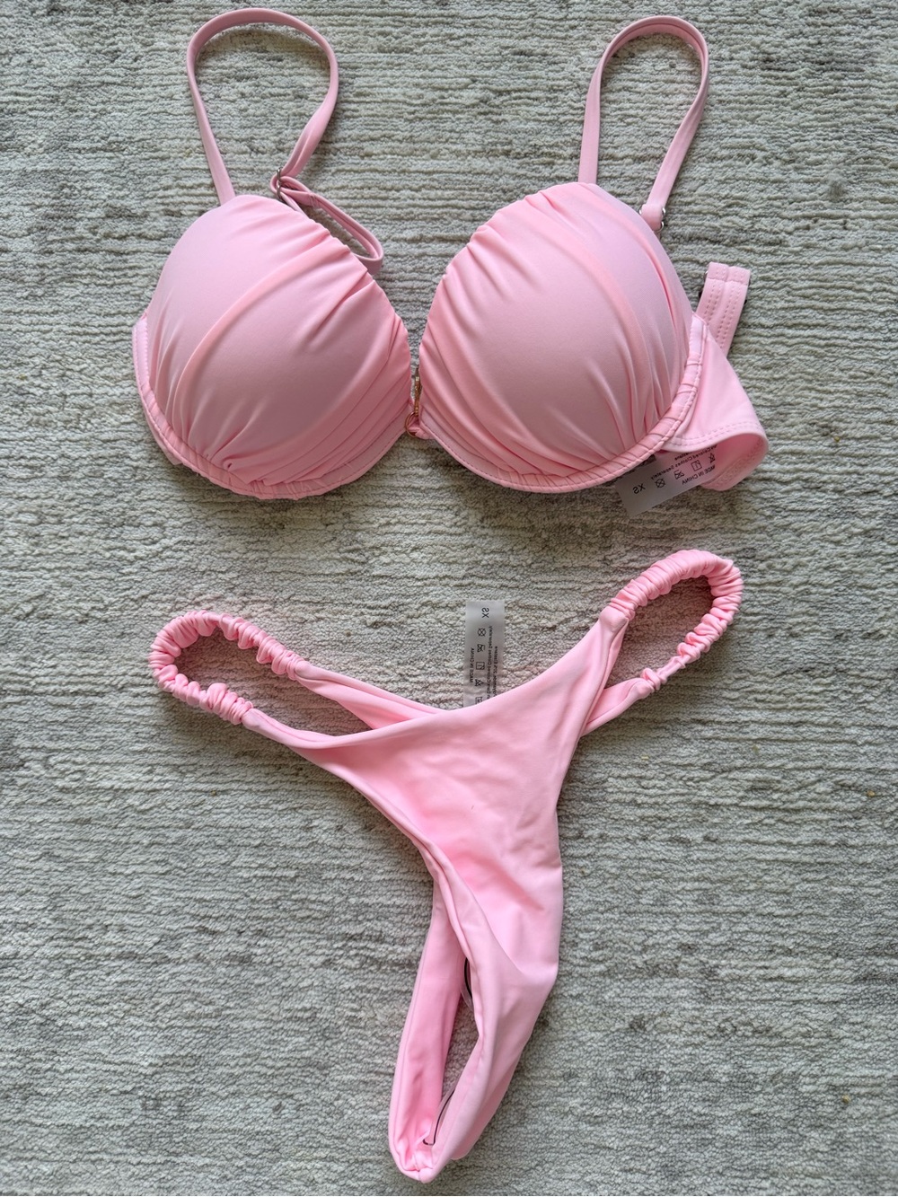 SHEIN Light Pink Ribbed Underwire Bikini Set (Size XS) - Picture 3 of 4
